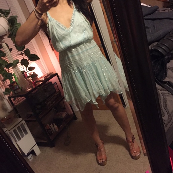 Free people baby blue sequined dress - Picture 5 of 6